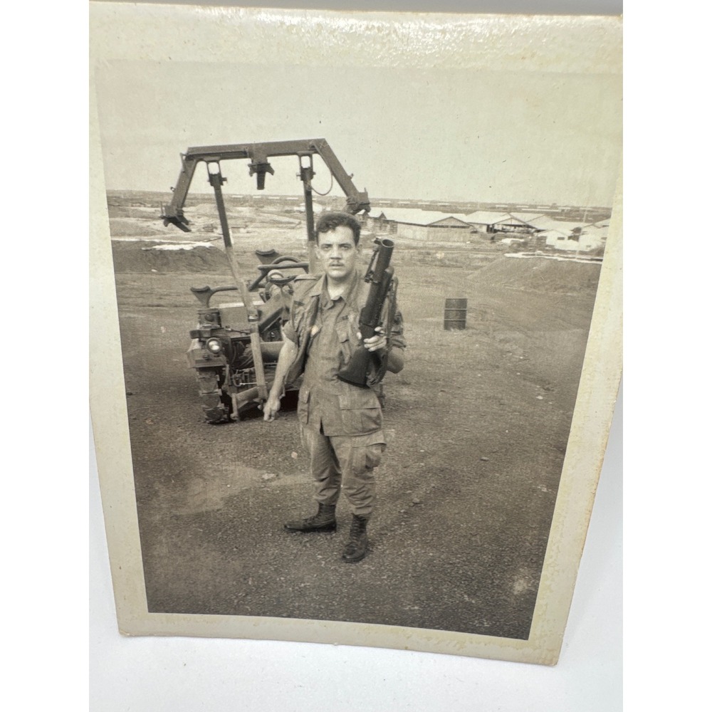 Vintage Vietnam War Era Photo US Soldier with M79 Grenade Launcher 3.5x4.5